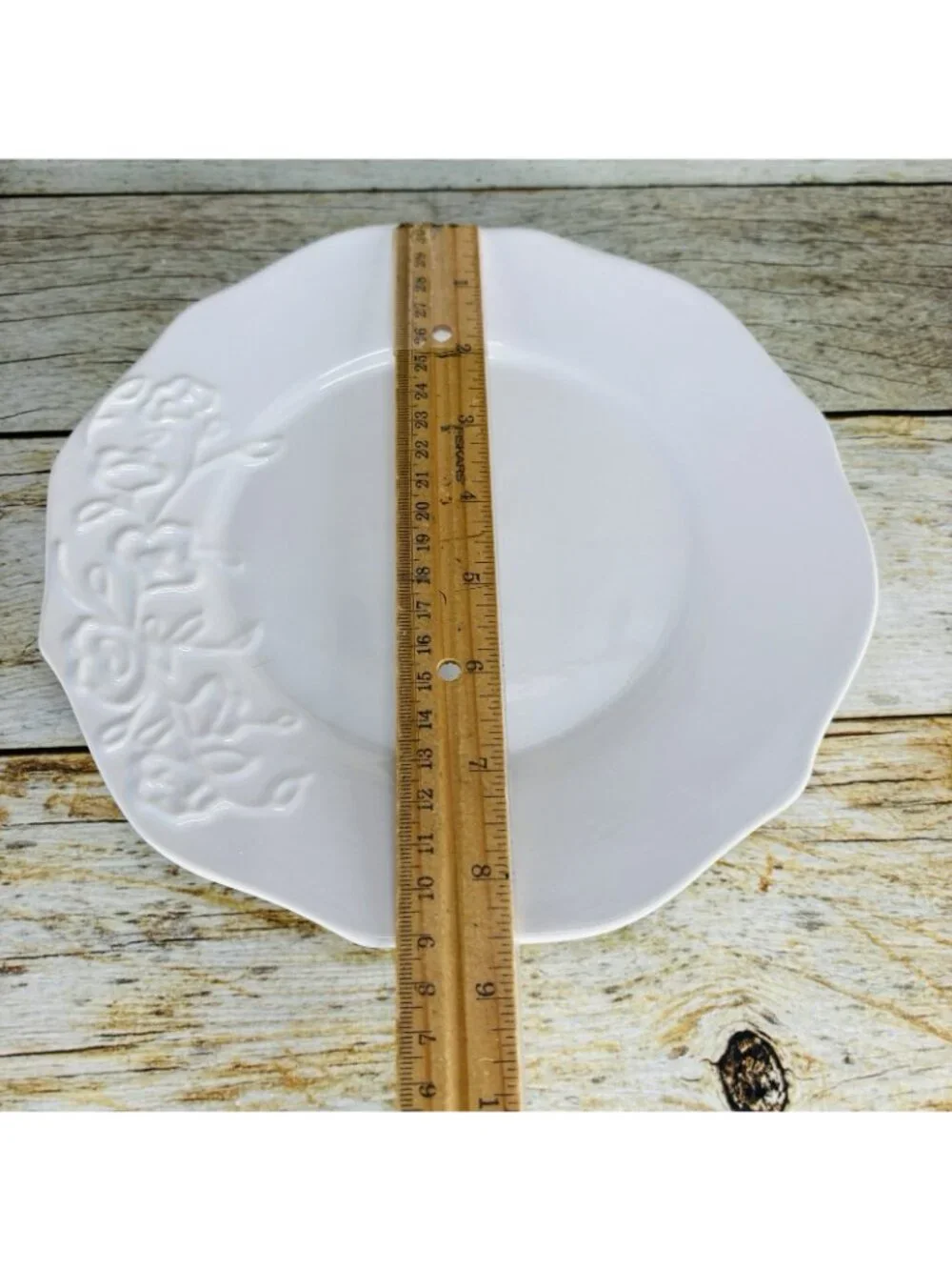 Better Homes And Gardens SUMMERDALE ROSE WHITE Stoneware Lunch Salad Plate Set 4